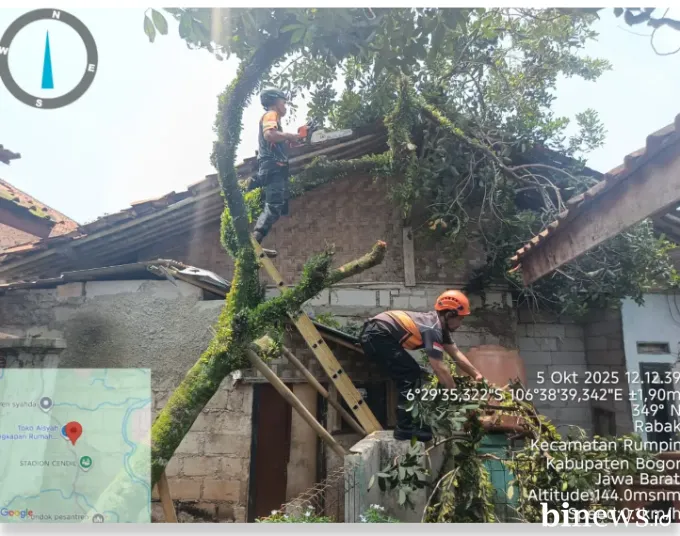 BNPB: Hujan dan Angin Kencang Terjang Tiga Kecamatan di Bogor, 95 Jiwa Terdampak