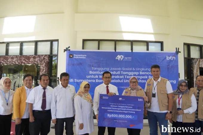 BTN Salurkan Bantuan Rp500 Juta untuk Korban Banjir Sumatera Barat melalui UNP
