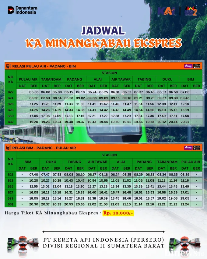 KAI Divre II Sumbar Sediakan 28.096 Tempat Duduk untuk Libur Maulid Nabi Muhammad SAW...