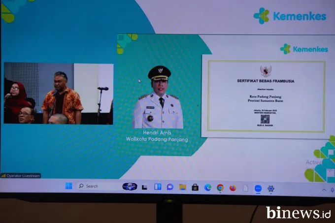 Padang Panjang Terima Sertifikat Eradikasi Frambusia dari Kemenkes