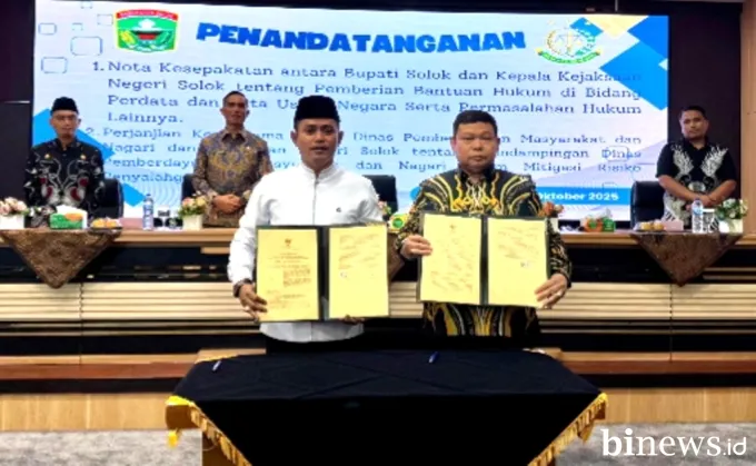 Pemerintah dan Kejaksaan Negeri Solok Tandatangani Perjanjian Kerjasama