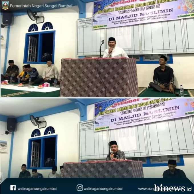 Tim Safari Ramadhan Kabupaten Dharmasraya Kunjungi Masjid Muslimin di Nagari Sungai Rumbai