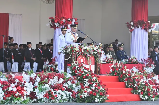 Suasana khidmat hut ri ke 80 di gubernuran sumbar. ist