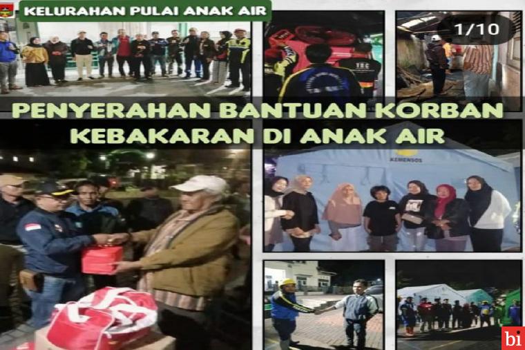 Dinsos Propinsi Sumbar Bantu Korban Kebakaran di Pulai Anak Aie Bukittinggi