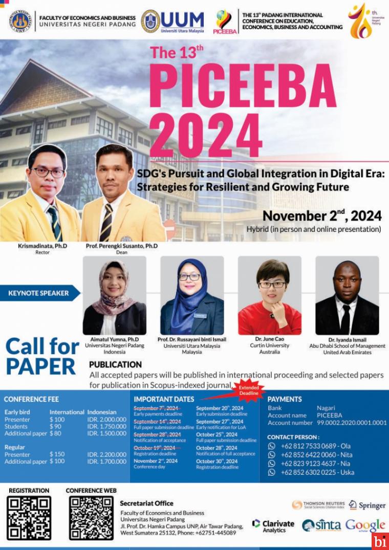 Fakultas Ekonomi dan Bisnis UNP Gelar The 13th PICEEBA