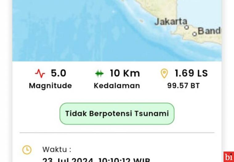 Gempa Magnitudo 5.0 Guncang Kota Padang, Warga Kaget dan Berhamburan