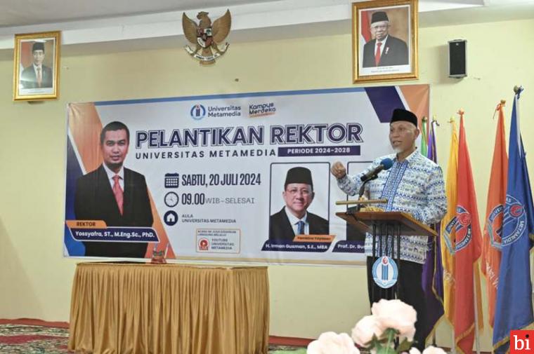 Gubernur Mahyeldi Hadiri Pelantikan Rektor Baru Universitas Metamedia