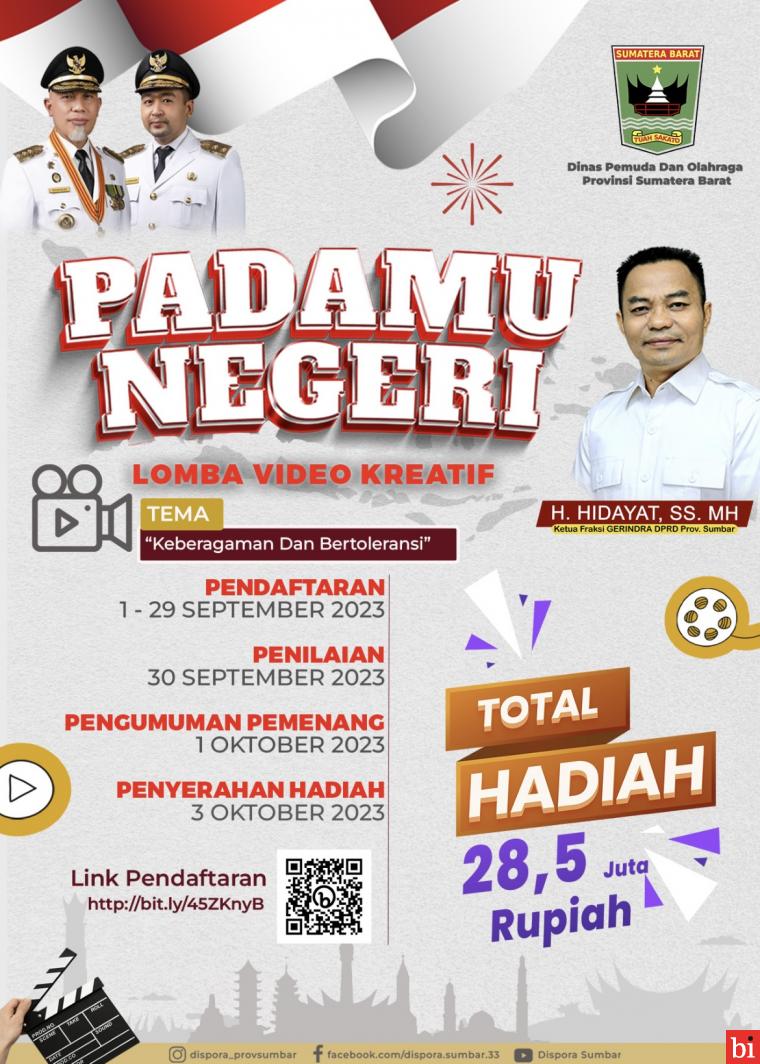 Hidayat Bersama Dispora Sumbar Adakan Lomba Video Kreatif Bertajuk Keberagaman dan...