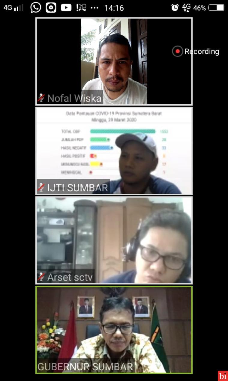 CANGGIH ! Tetap Update, IJTI Sumbar Inisiasi Jumpa Pers Online dengan Gubernur