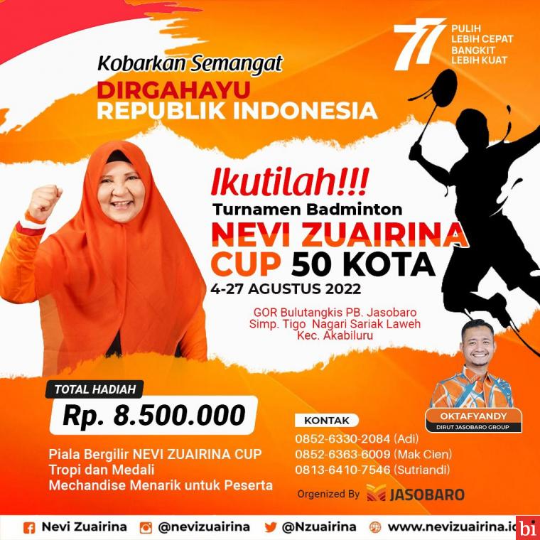 Kemeriahan HUT ke-77 RI, Nevi Zuairina Selenggarakan Turnamen Futsal di Dapil