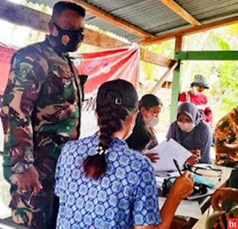 Koramil 01/Sikabaluan Monitoring Pelaksanaan Vaksinasi Covid 19