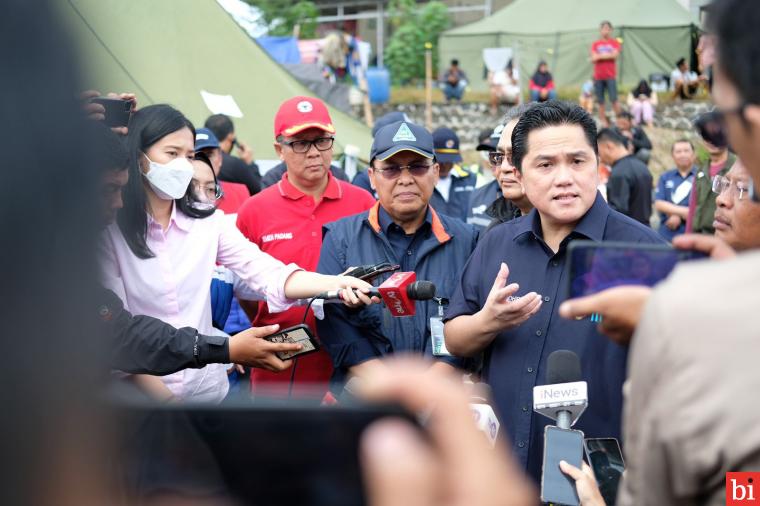 Kunjungi Korban Gempa Cianjur, Erick Thohir Apresiasi Satgas BUMN Peduli