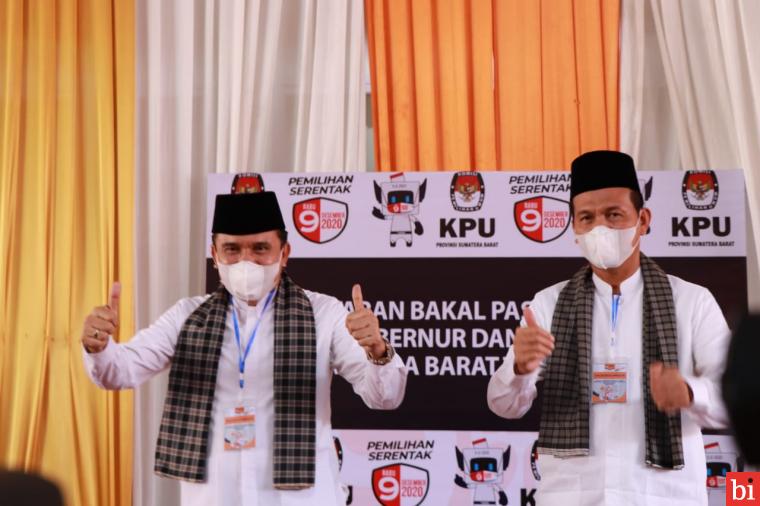Mendaftar ke KPU Diiringi Ratusan Pendukung Setia, Fakhrizal-Genius Saling Puji