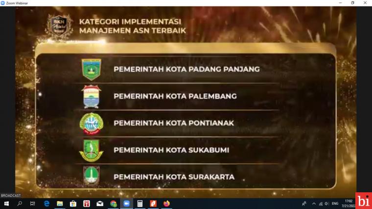 Padang Panjang Bertabur Juara di BKN Award 2022