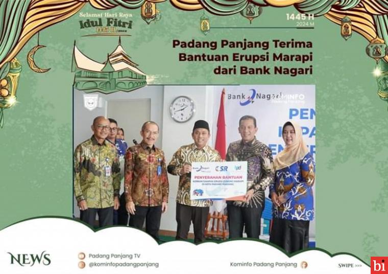 Padang Panjang Terima Bantuan Erupsi Marapi dari Bank Nagari