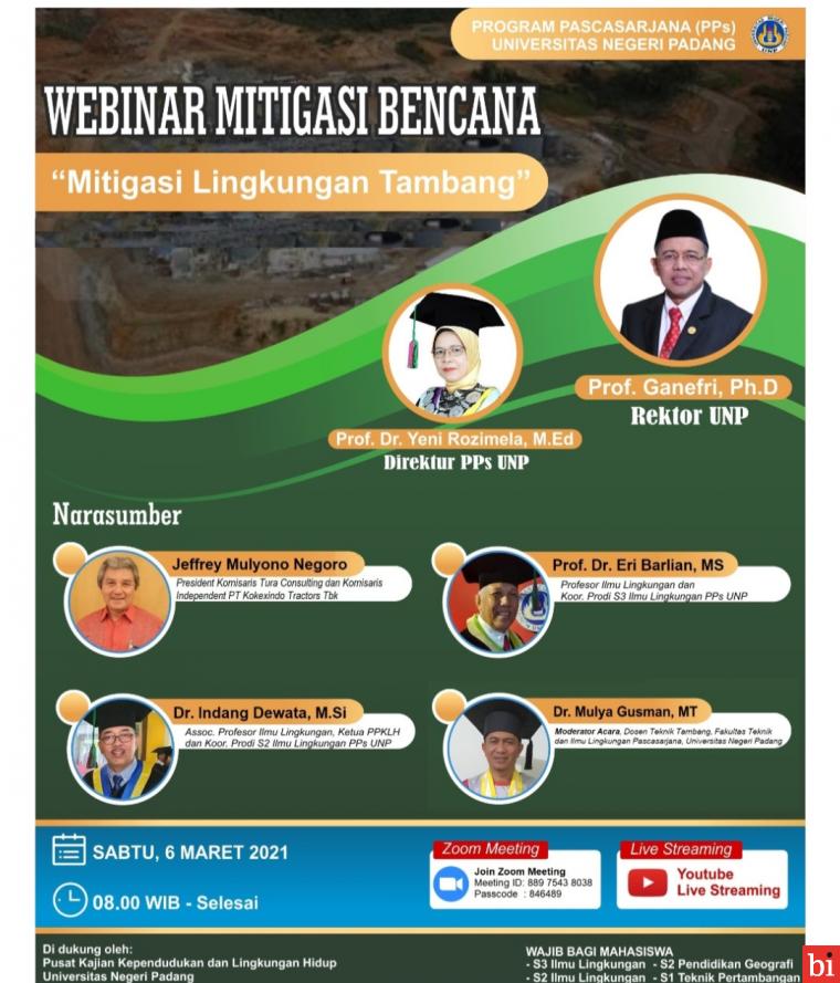 Pascasarjana UNP Bakal Gelar Webinar Mengupas Isu Lingkungan Tambang