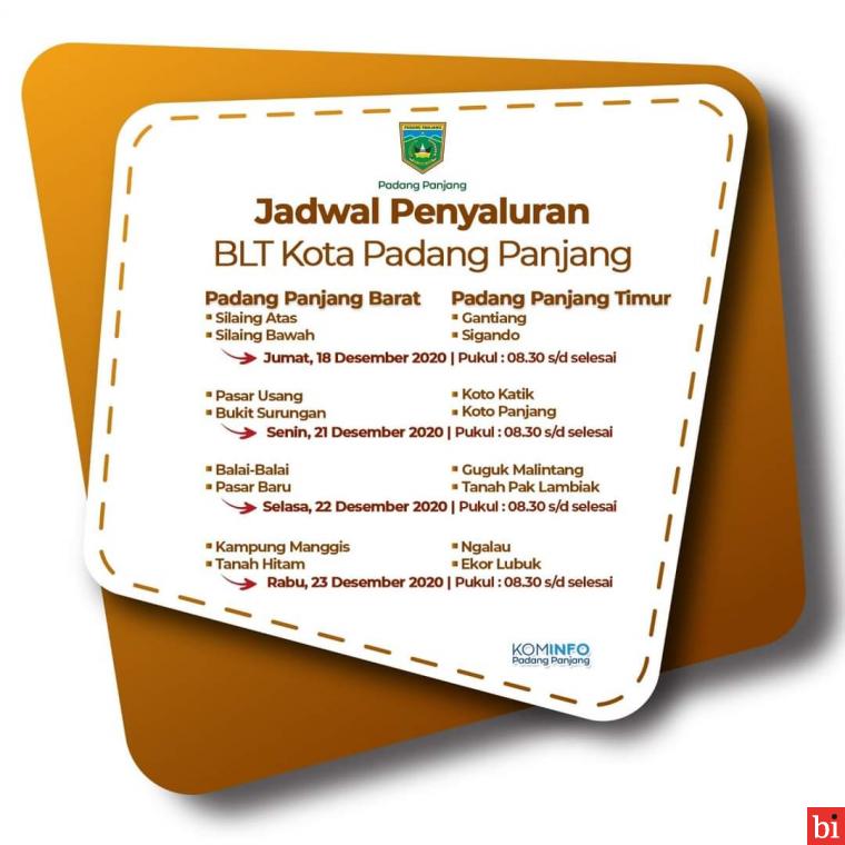 Pemko Padang Panjang Salurkan Bantuan Ekonomi Dampak Covid-19 Tahap Lima