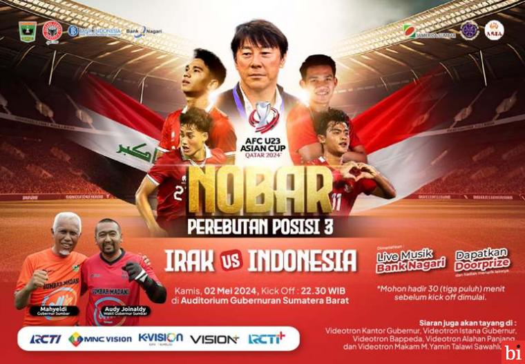 Pemprov Sumbar Gelar Nobar Indonesia U23 vs Irak U23 Bertabur Doorprize, Delapan...