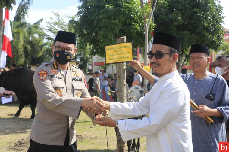 59 Sapi dan 2 Kambing Disembelih, Polda Sumbar Bagikan Daging Kurban ke Kaum Duafa dan...