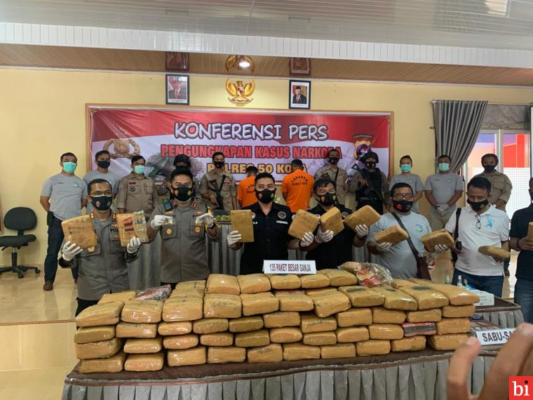 Polres Payakumbuh dan 50 Kota Gagalkan Peredaran 135 Kg Ganja di Sumbar