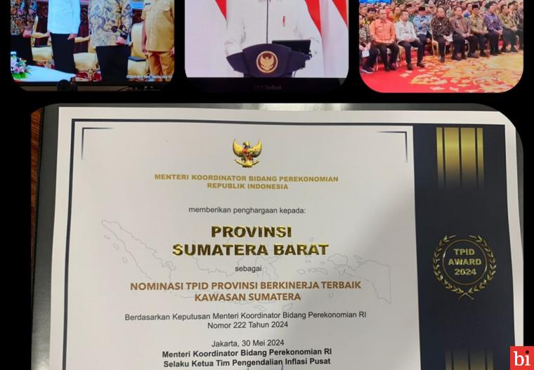 Provinsi Sumbar Berhasil Terpilih Sebagai Nominasi TPID Berkinerja Terbaik Kawasan...