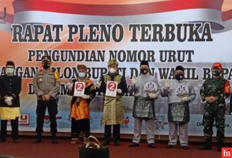 Penetapan Nomor Urut Cabup dan Cawabup Dharmasraya Selesai, Panji-Yos Nomor 01, SR Labuan...