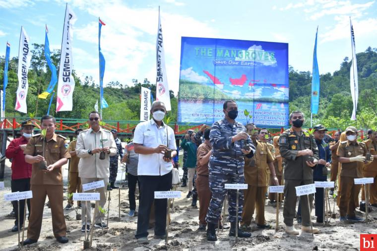 Semen Padang dan Lantamal II Lakukan Penanaman 4000 Bibit Mangrove di Sungai Pinang