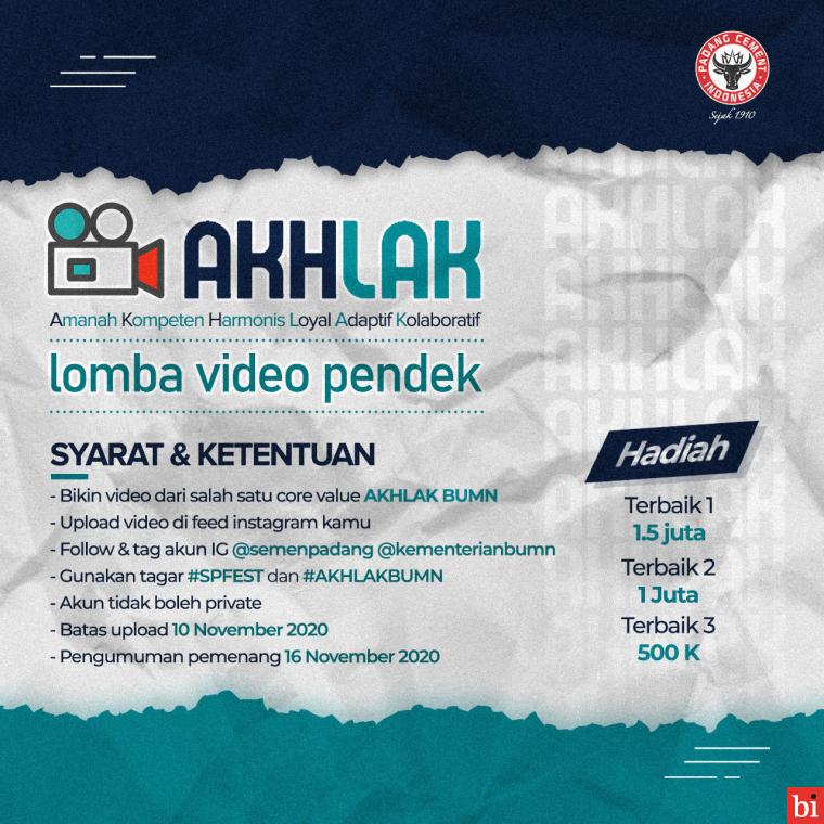 Semen Padang Gelar Lomba Video 'AKHLAK BUMN' Berhadiah Jutaan Rupiah