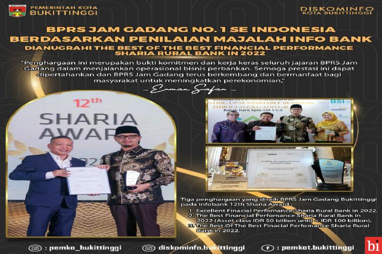 Terbaik Se Indonesia, BPRS Jam Gadang Borong Tiga Penghargaan Infobank 12th Sharia Award...